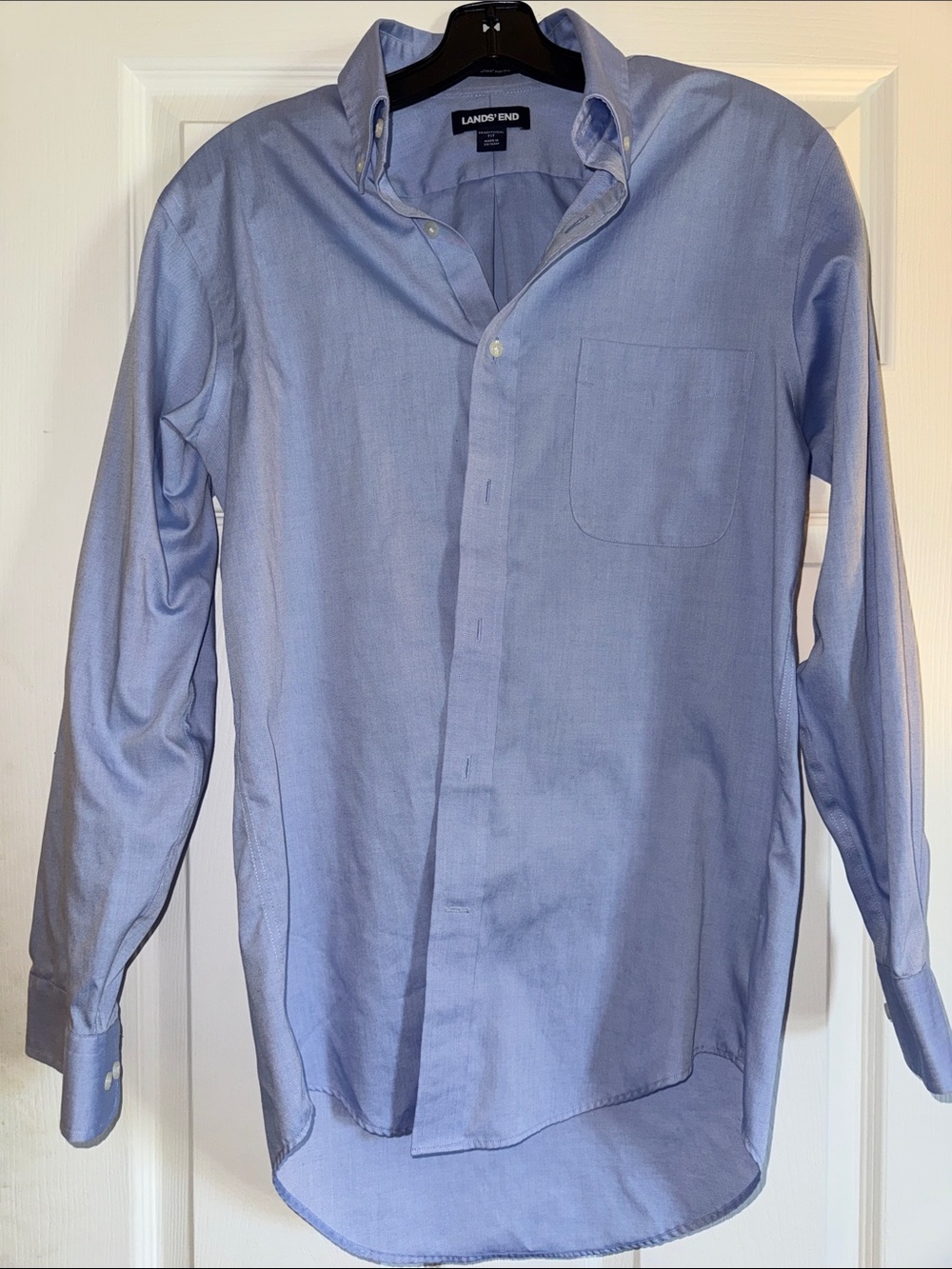 Lands' End Men's Blue Button-Down Dress Shirt